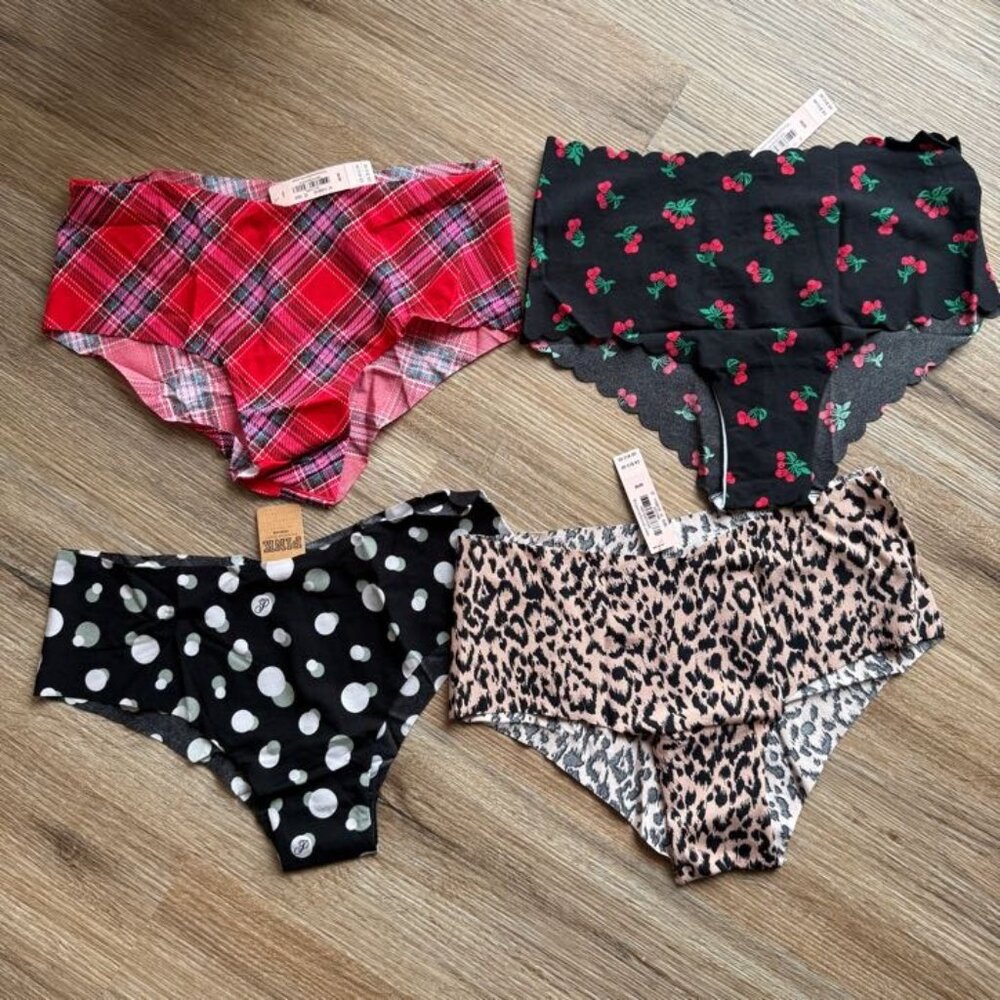 Victoria Secret Pink No-Show Boy short Panties. Size M Set of 4
